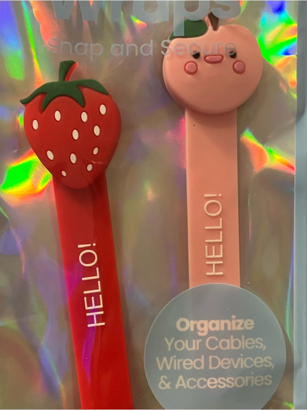 Strawberry & Pink Hello Cable Wraps